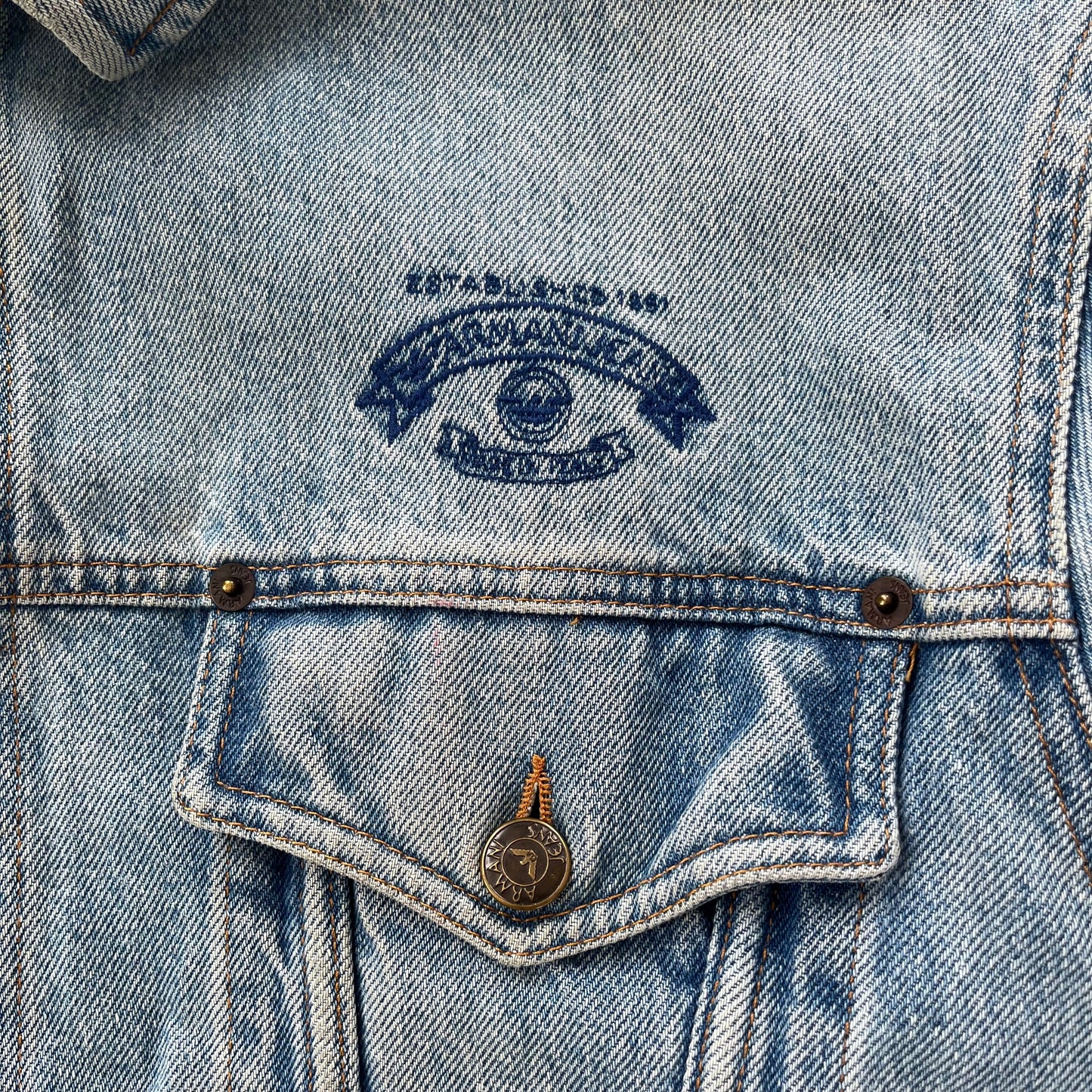 1990s armani jeans loose fit denim trucker jacket