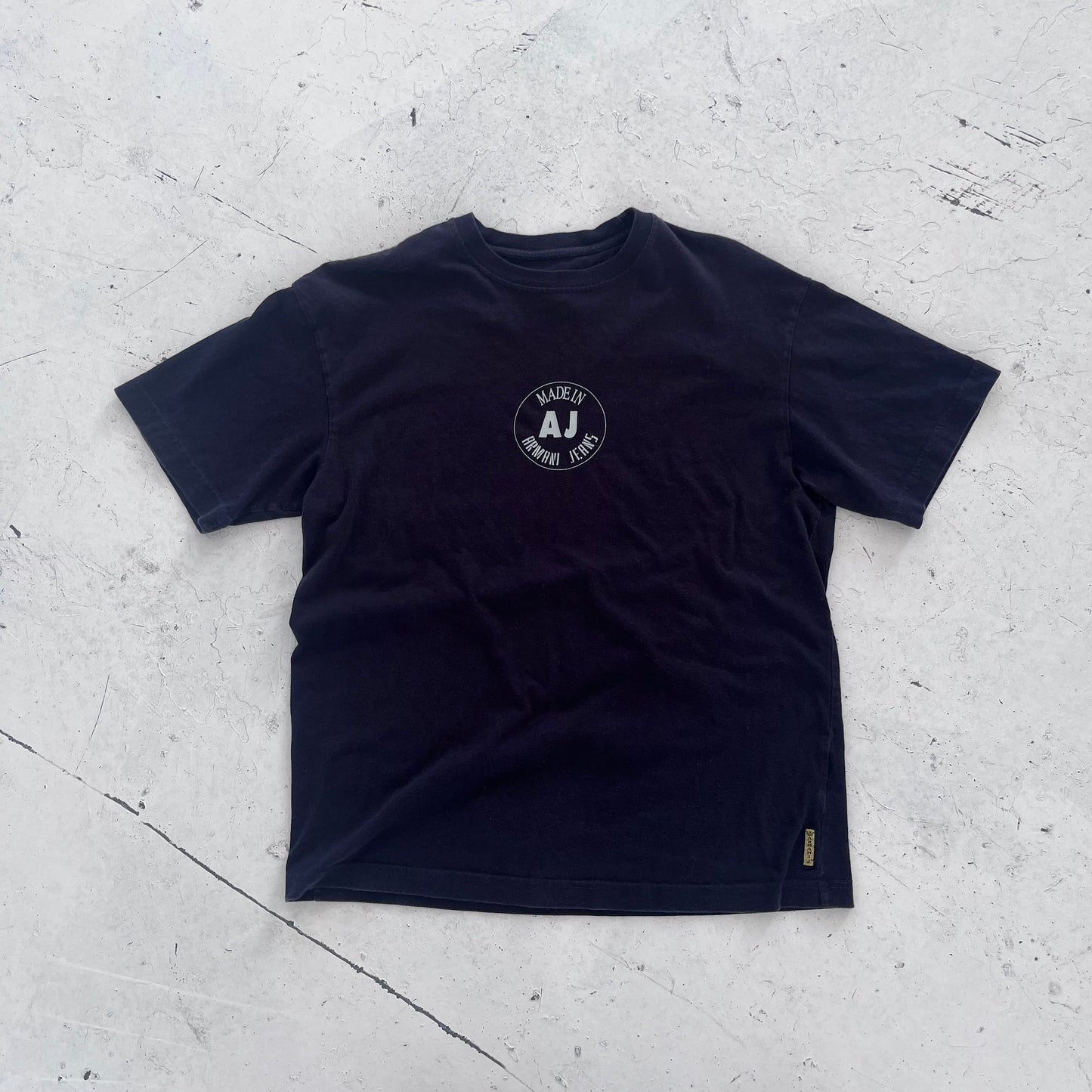 2000s armani jeans navy graphic tee