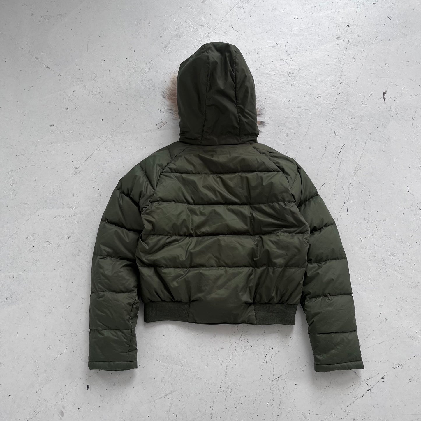 2000s moncler green fur trim puffer