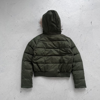 2000s moncler green fur trim puffer
