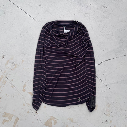 2000s armani jeans striped scoop neck top