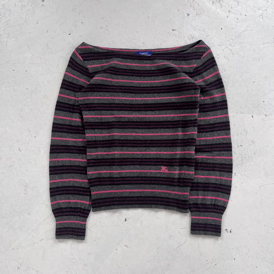2000s burberry blue label striped knit