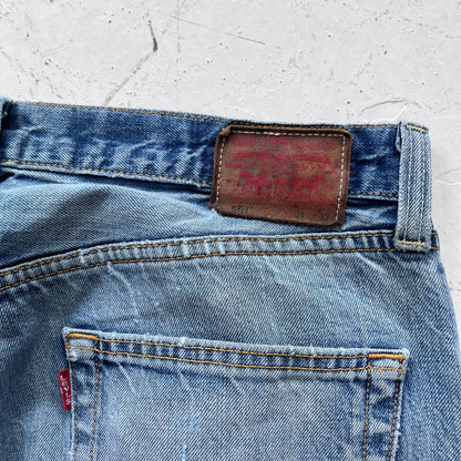 2000s levis 501 limited edition red line selvedge distressed jeans