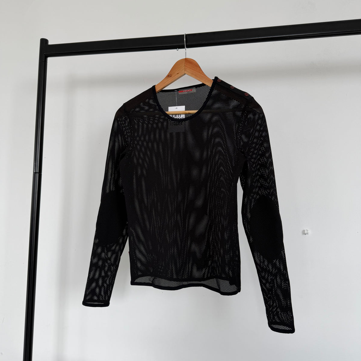 ss2000 prada sport asymmetrical neck mesh longsleeve top