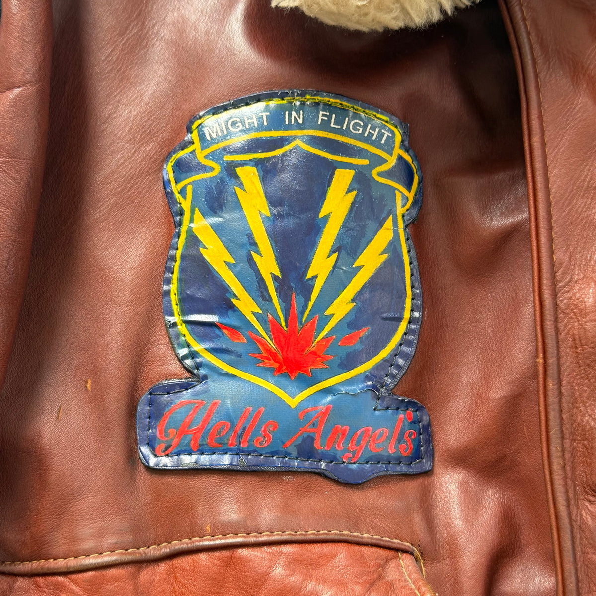 1960s schott hells angels leather souvenir flight jacket