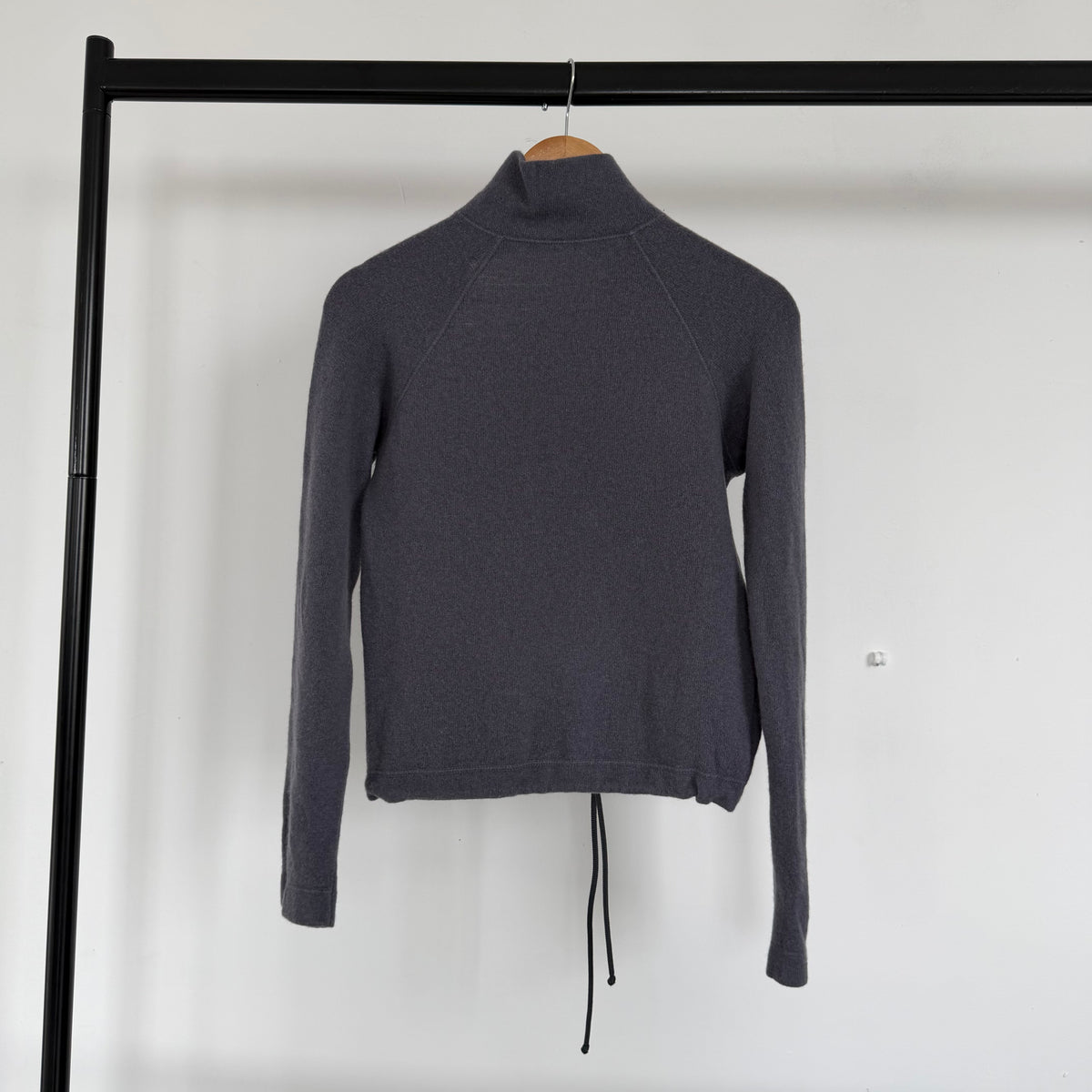 1990s armani jeans asymmetrical clasp funnel neck knitted jumper