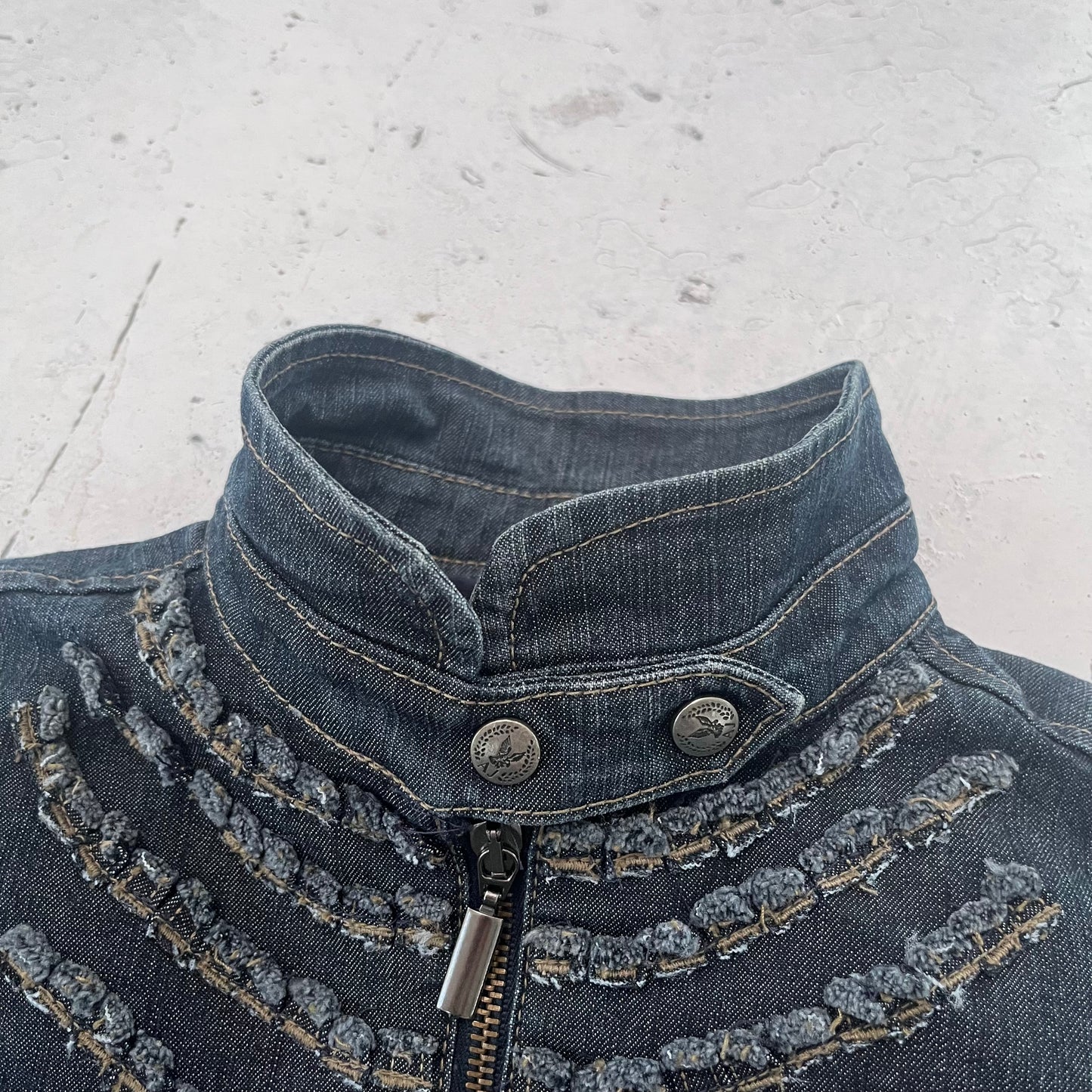 2000s armani jeans frayed blue denim jacket