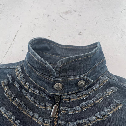 2000s armani jeans frayed blue denim jacket
