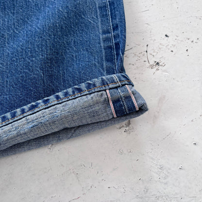 2000s levis 501 limited edition red line selvedge distressed jeans