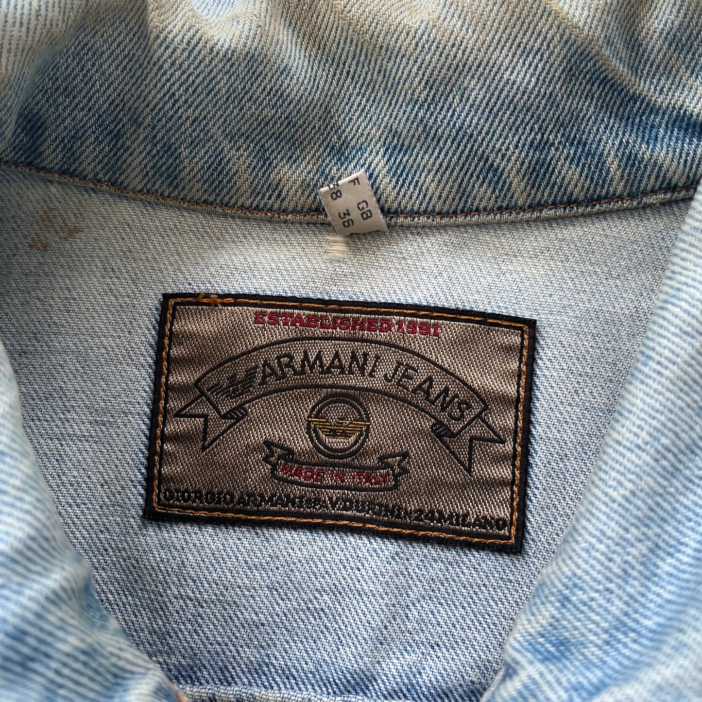 1990s armani jeans loose fit denim trucker jacket
