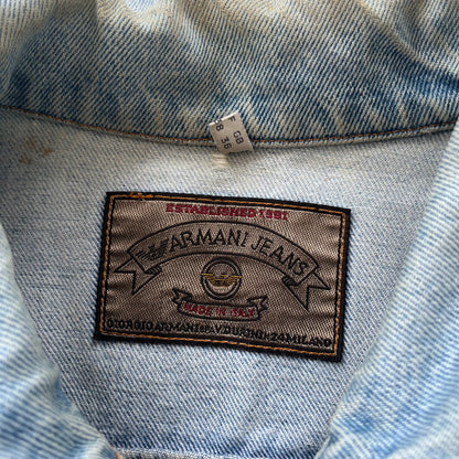 1990s armani jeans loose fit denim trucker jacket