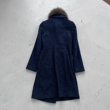 2000s burberry black label navy trenchcoat