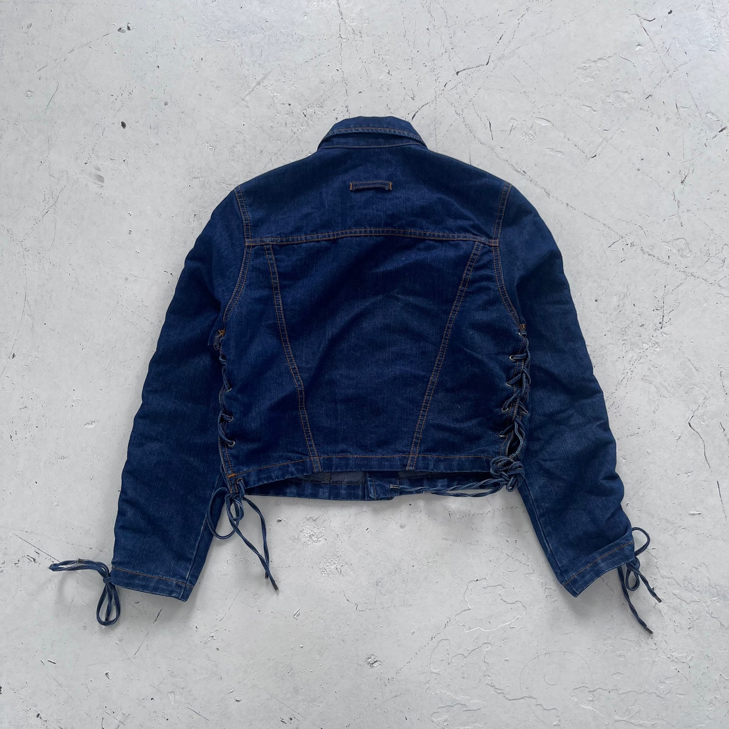 1990s jean paul gaultier jeans corset detail denim jacket